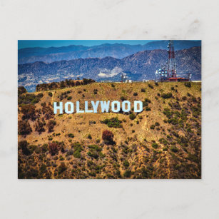 Hollywood, iconic sign, postcard