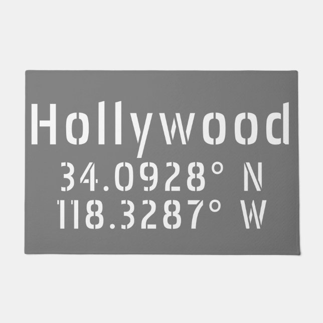 Hollywood Latitude Longitude  Doormat (Front)