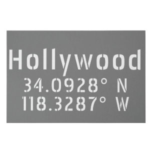 Hollywood Latitude Longitude  Faux Canvas Print