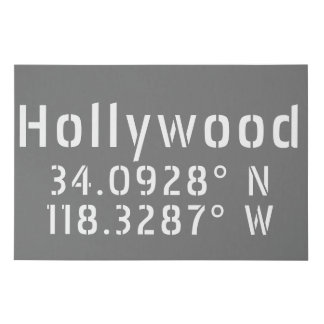 Hollywood Latitude Longitude Faux Canvas Print