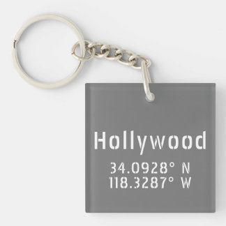 Hollywood Latitude Longitude Keychain
