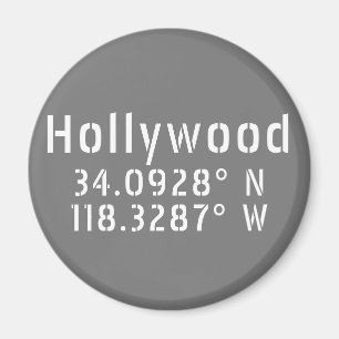 Hollywood Latitude Longitude Magnet