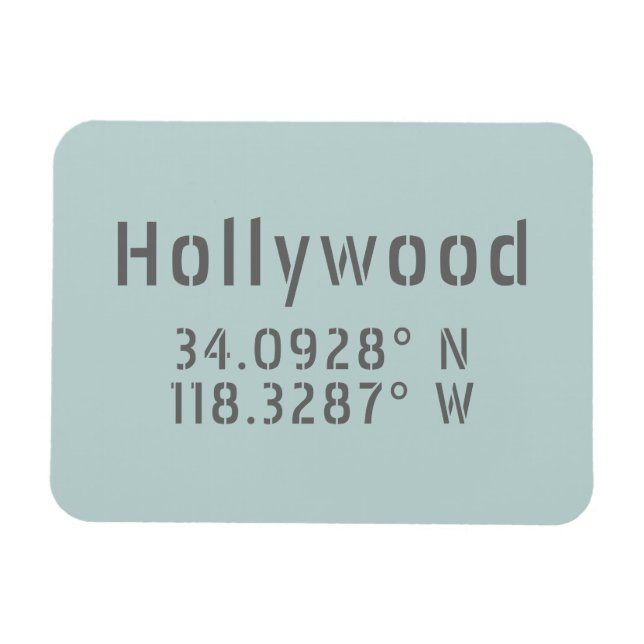 Hollywood Latitude Longitude Magnet (Horizontal)