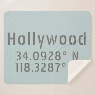 Hollywood Latitude Longitude Sherpa Blanket