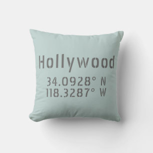 Hollywood Latitude Longitude Throw Pillow