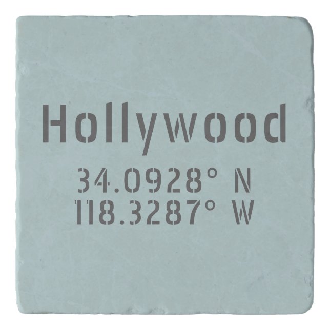 Hollywood Latitude Longitude Trivet (Front)