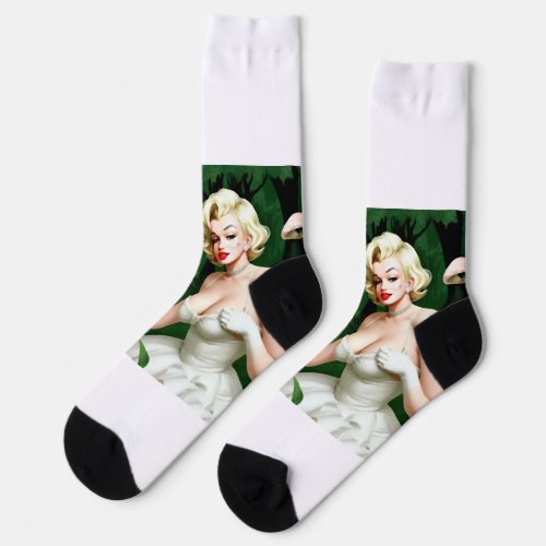 hollywood legend Marilyn Monroe icon mushroom Socks