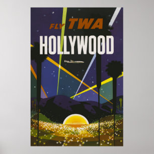 Hollywood Lights Vintage Travel Poster