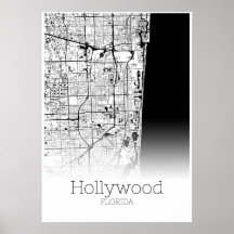 Hollywood Map - Florida - City Map Poster