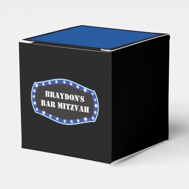 Hollywood Marquee Sign Blue Favor Gift Box (Front Side)