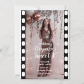 Hollywood Movie Black White Curtains Sweet 16 Invitation (Front)
