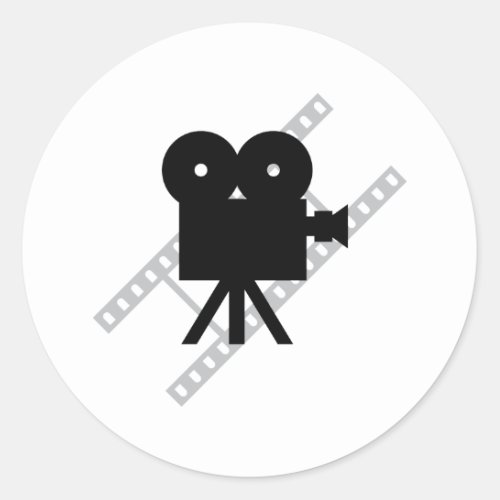 hollywood movie cine camera film classic round sticker