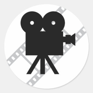 hollywood movie cine camera film classic round sticker
