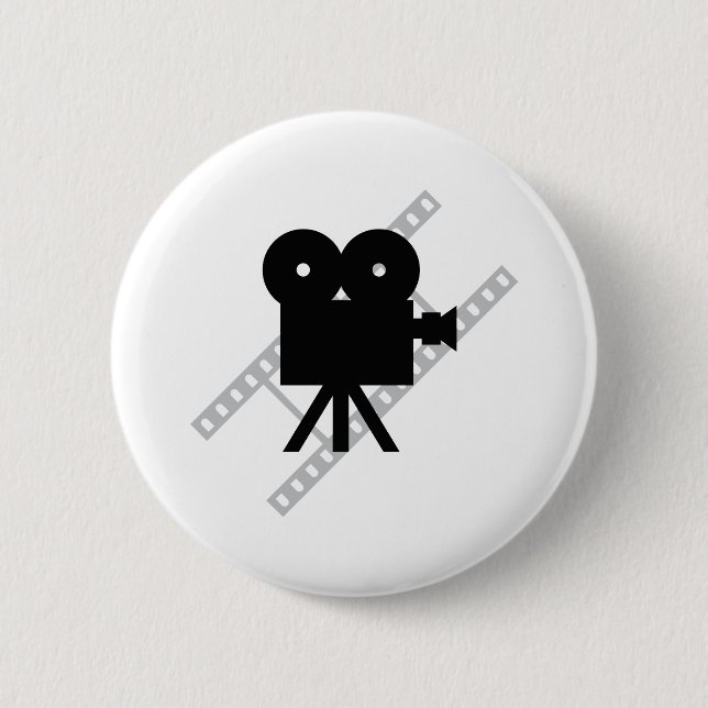 hollywood movie cine camera film pinback button (Front)