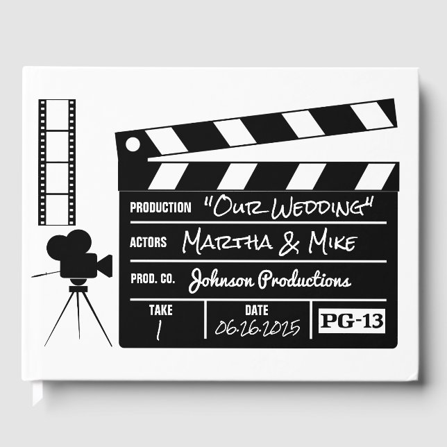 Hollywood Movie Clapboard Wedding Guest Book (Front)