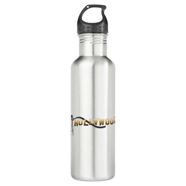 Hollywood-Movie Director Camera Stainless Steel Water Bottle (Front)