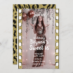 Hollywood Movie Film Cheetah Photography Sweet 16 Invitation