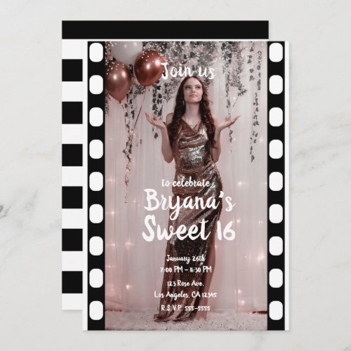 Hollywood Movie Film Cinema Photography Sweet 16 Invitation