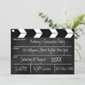 Hollywood Movie Graduation Party Chalkboard  Invit Invitation (Standing Front)