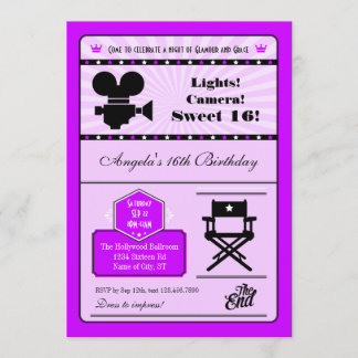 Hollywood Movie Sweet 16 Invitation