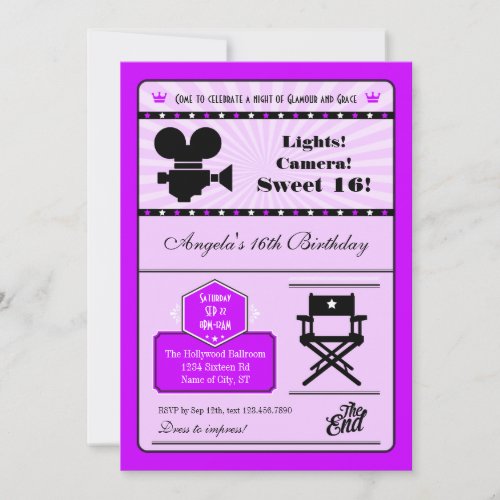 Hollywood Movie Sweet 16 Invitation