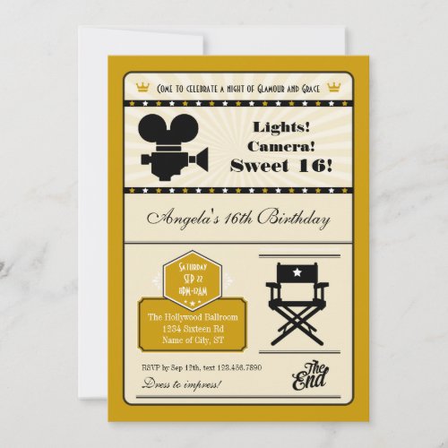 Hollywood Movie Sweet 16 Invitation