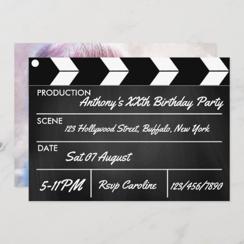 Hollywood Movie Theme Party Chalkboard Invitation