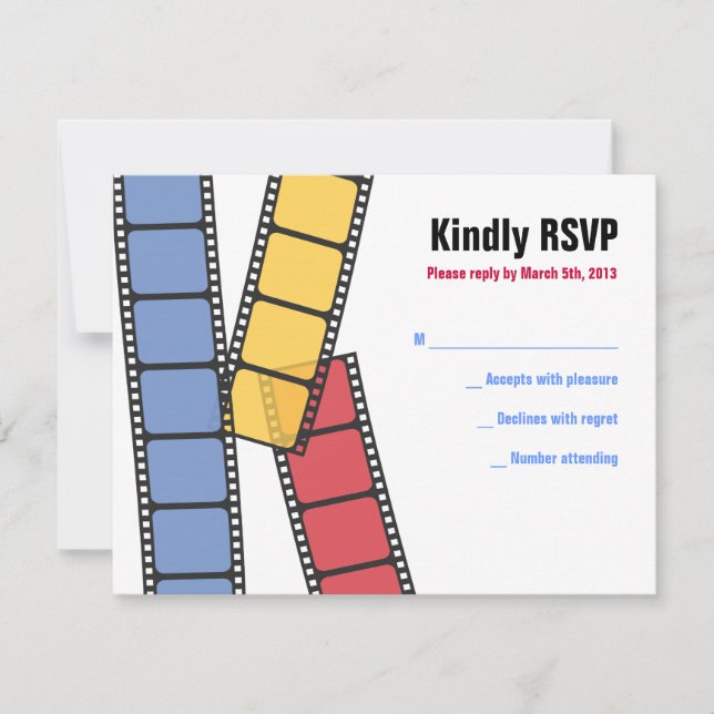 HOLLYWOOD MOVIES Bar Bat Mitzvah Reply Card (Front)