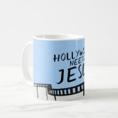 Hollywood needs Jesus in Blue Coffee Mug (Front Left)