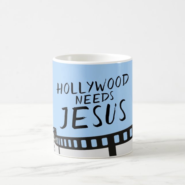 Hollywood needs Jesus in Blue Coffee Mug (Center)