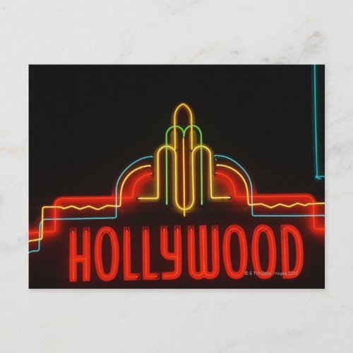 Hollywood neon sign Los Angeles California Postcard