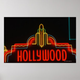 Hollywood neon sign, Los Angeles, California Poster