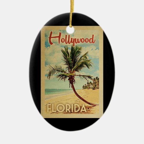 Hollywood Palm Tree Vintage Travel Ceramic Ornament