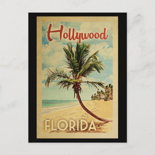 Hollywood Palm Tree Vintage Travel Postcard