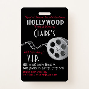 Hollywood Party Invitation Badge