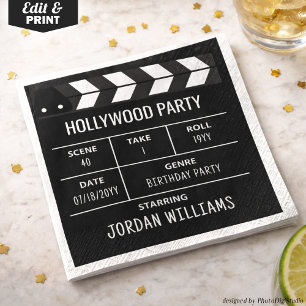 Hollywood Party Napkins, Movie Custom Birthday Napkins