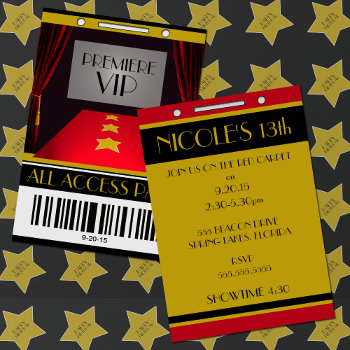 Hollywood Premiere Vip Birthday Party Invitation by macdesigns1 at Zazzle