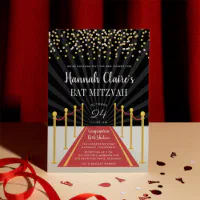 Personalized Hollywood Red Carpet Bat Mitzvah Sign in Pillow | Matching online Hollywood Bat Mitzvah Invitations Available