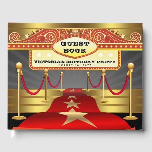 Hollywood Red Carpet Birthday Party Guest Book (Front)