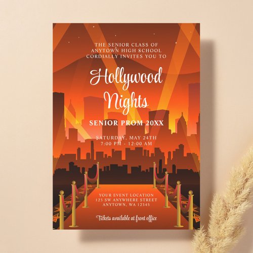 Hollywood Red Carpet City Prom Invitation