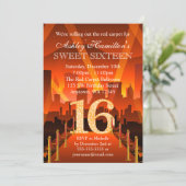 Hollywood Red Carpet City Sweet 16 Birthday Invitation (Standing Front)