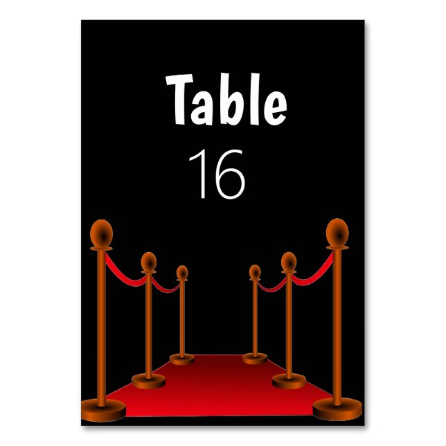 Hollywood Red Carpet Elegant Sweet 16  Table Number (Front)