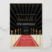 Hollywood Red Carpet Movie Night Birthday Party Foil Invitation (Front)