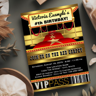 Hollywood Red Carpet Party Invitations