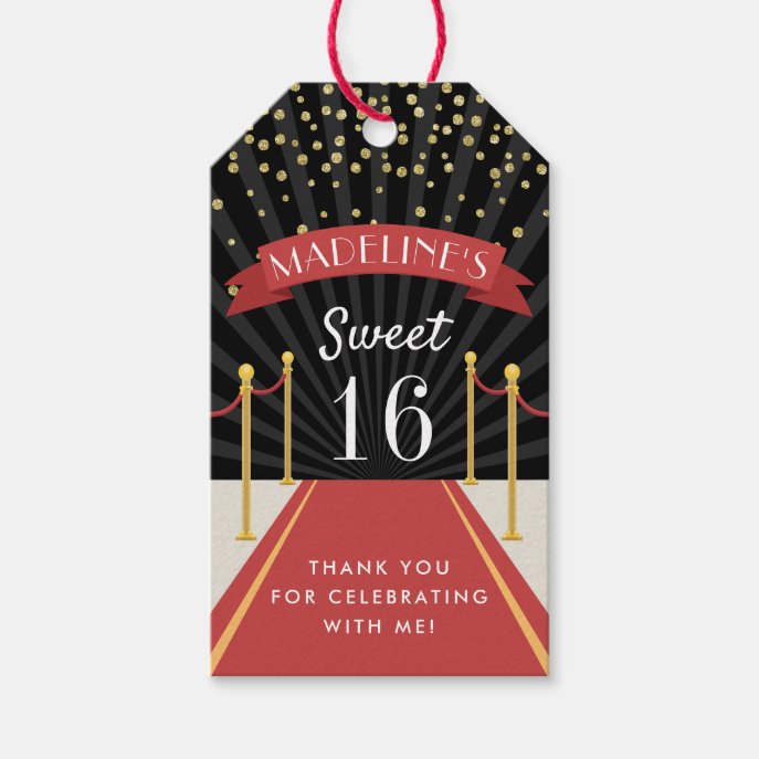 Hollywood Red Carpet Personalized Thank You Favor Gift Tags