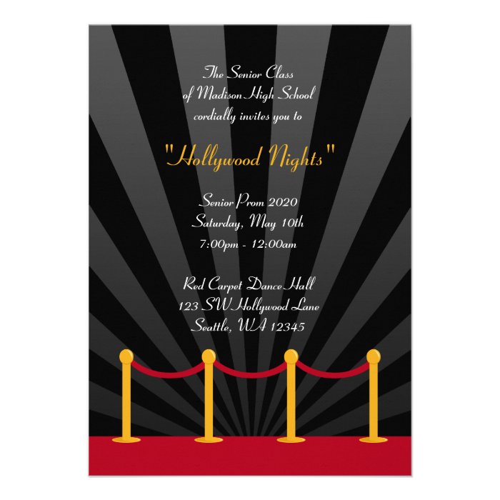 Hollywood Red Carpet Prom Formal Invitations