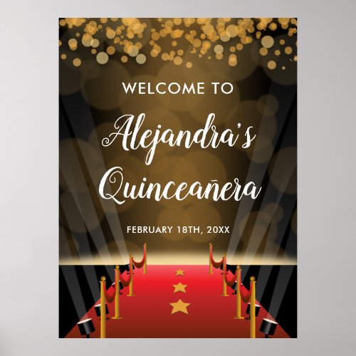 Hollywood Red Carpet Quinceanera Welcome Sign