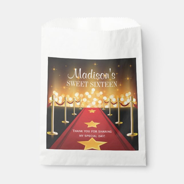 Hollywood Red Carpet Sweet 16 Favor Candy Bag (Front)
