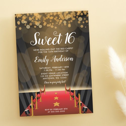 Hollywood Red Carpet Sweet 16 Invitation