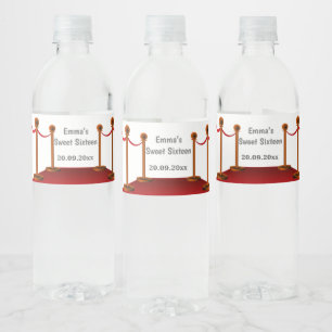 Hollywood Red Carpet Sweet 16 Water Bottle Labels